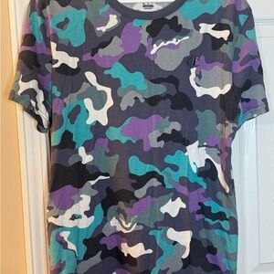 Champion Men's Short Sleeve Camo Tee - Purple, Teal, Gray